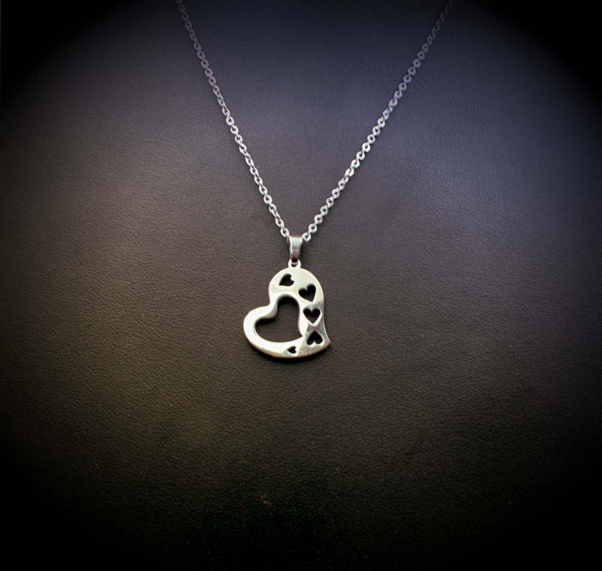 Heart Necklace, 6 Hearts Design