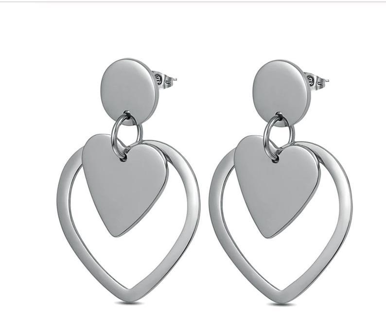 Drop Double Heart Earrings