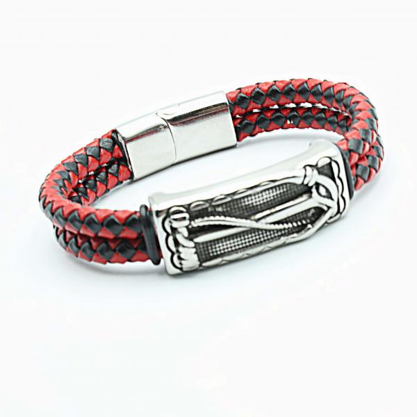 Anchor Nautical Leather & Steel Bracelet Customised