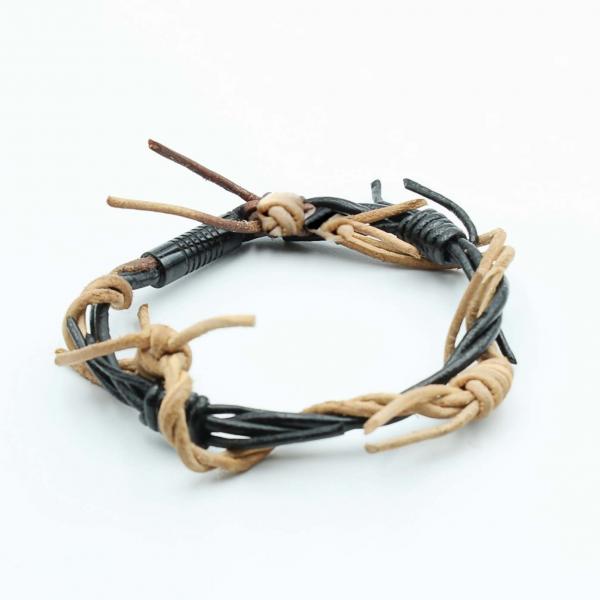 Barbed Wire Dual Twist Leather Bracelet