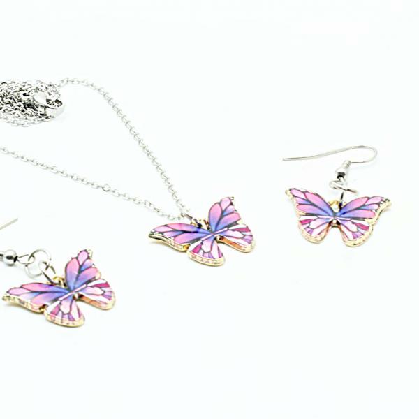 Colourful Butterfly Earrings & Necklace