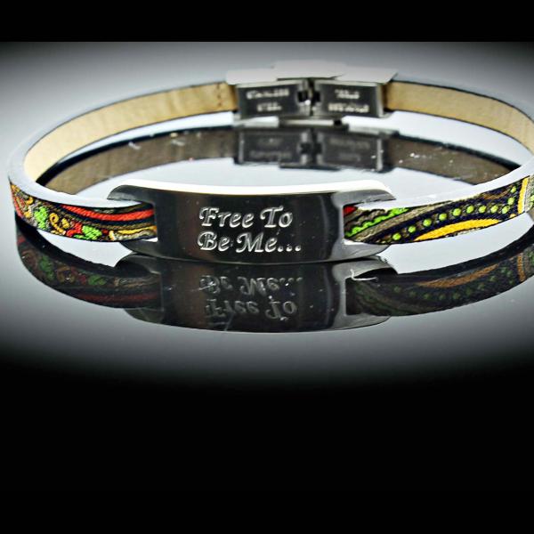 Inspirational Bracelet - Ethnic Leather & Steel Customised.