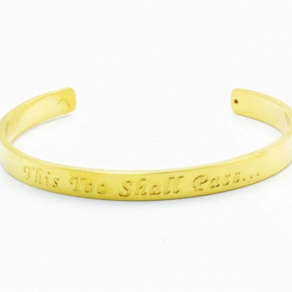 Gold Stainless Steel Cuff Bangle  With Your Chosen EWE Mantra