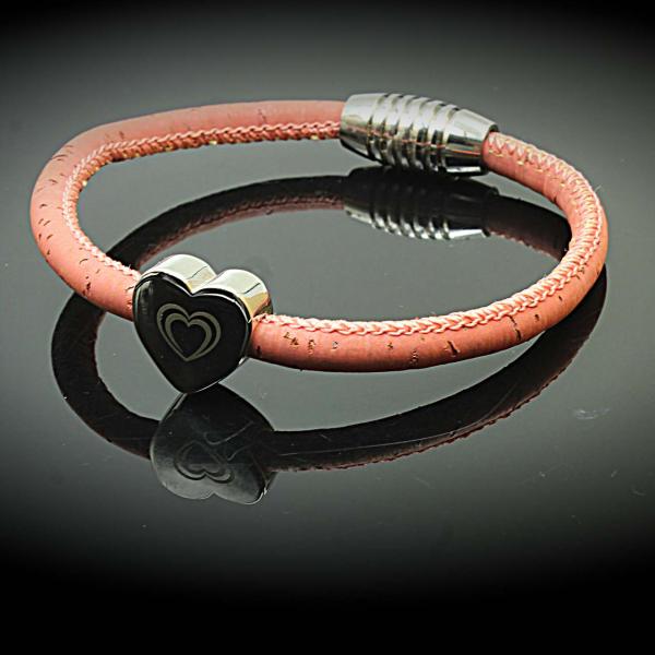 Heart On Heart Cork Leather Custom Bracelet