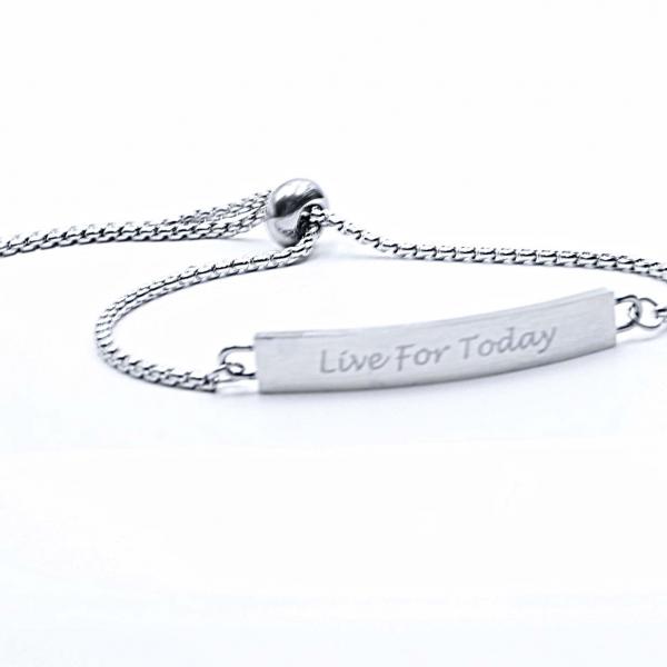 Live For Today Adjustable Bracelet In Stainless Steel