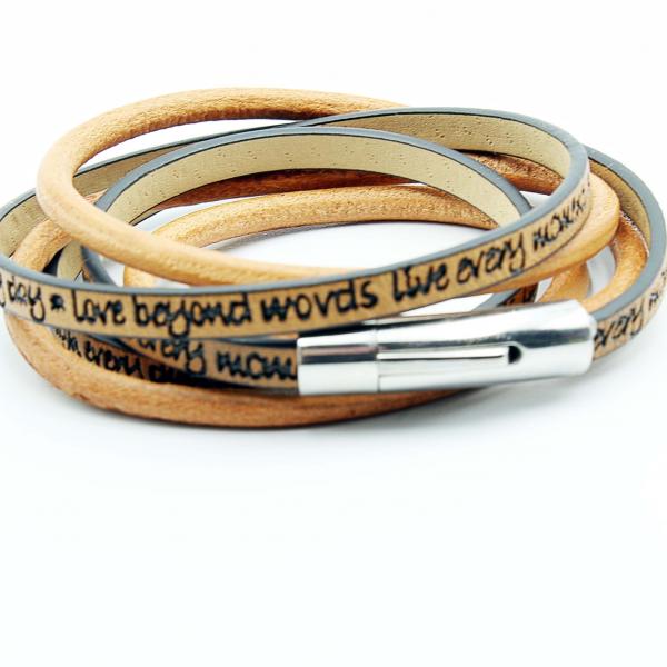 Wrap Around Double Layer Leather Inspirational Bracelet