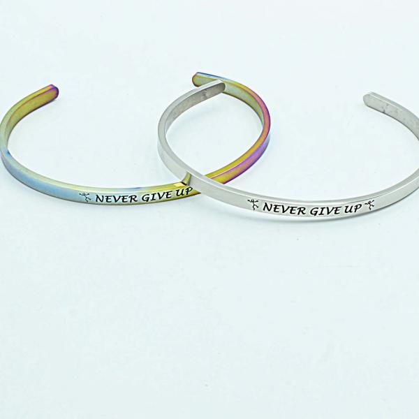 Inspirational Unisex Bangle - Never Give Up