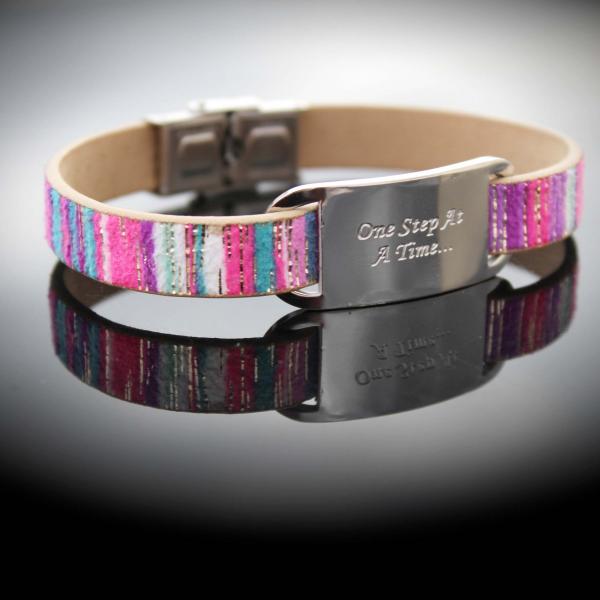 Inspirational Bracelet - Kaleidoscope Leather & Steel Customised.