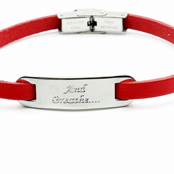 Inspirational Red Leather Bracelet - Genuine Leather Customised