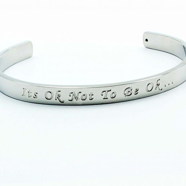 Silver Stainless Steel Cuff Bangle  With Your Chosen EWE Mantra