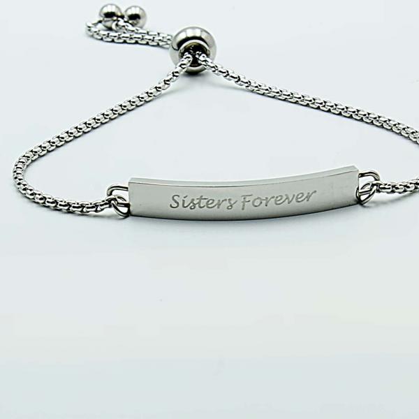 Sisters Forever Adjustable Bracelet In Stainless Steel