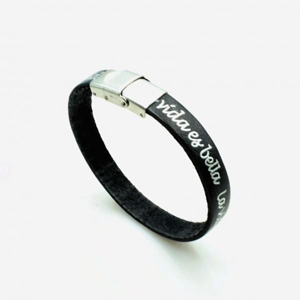 La Vida Es Bella  (Life is Beautiful) Leather Bracelet