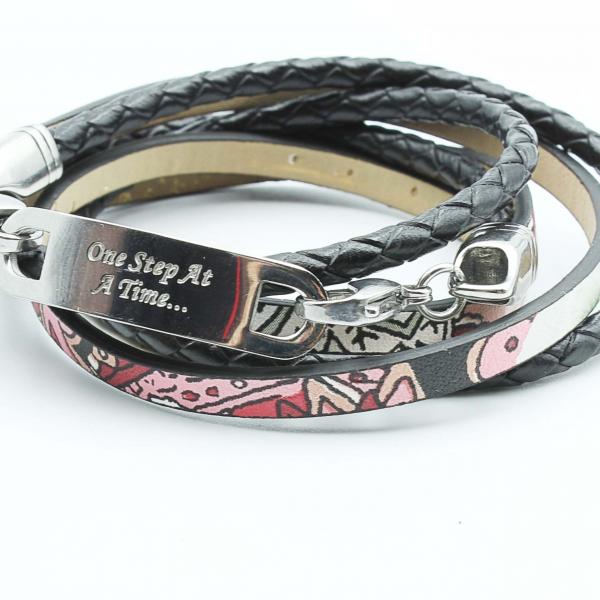 Wrap Around Double Leather Inspirational Bracelet - Customisable