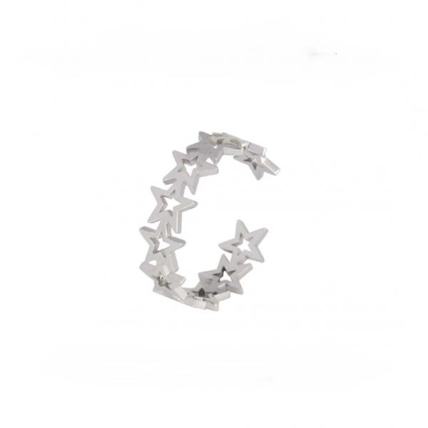 Star Design Ring Adjustable In Stainless Steel