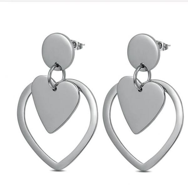 Drop Double Heart Earrings