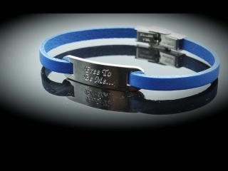 Inspirational Bracelet - Steel Blue Leather & Steel Customised.