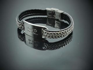 Double Chain Leather Inspirational Mantra Bracelet