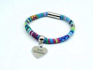 Ethnic Dangle Charm Inspirational Bracelet - "Just Breathe"