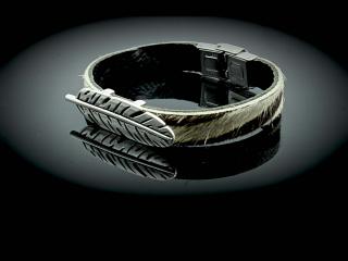 Feather Leather Bracelet - Hair On Zebra Design 