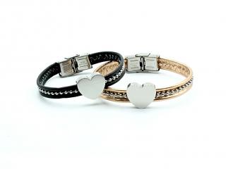 Chain Leather Heart Bracelet Stainless Steel