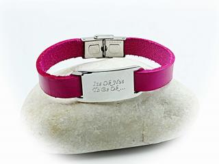 Hot Pink Inspirational Leather Bracelet Customised.