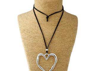 Heart Statement Long  Necklace - Abstract Design 