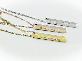 This too Shall Pass Ingot Bar message Necklace 