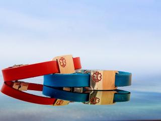 Medical Alert Vibrant Genuine Leather Bracelets - Customisable.