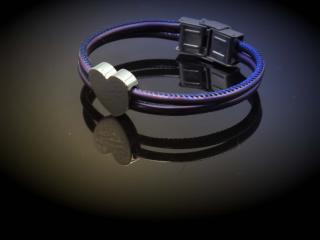 Neon Violet Leather Heart Bracelet 
