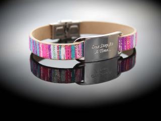 Inspirational Bracelet - Kaleidoscope Leather & Steel Customised.