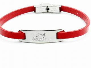 Inspirational Red Leather Bracelet - Genuine Leather Customised