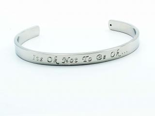 Silver Stainless Steel Cuff Bangle  With Your Chosen EWE Mantra