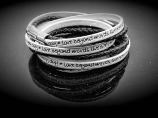 Wrap Around Double Layer Black & White Leather Inspirational Bracelet