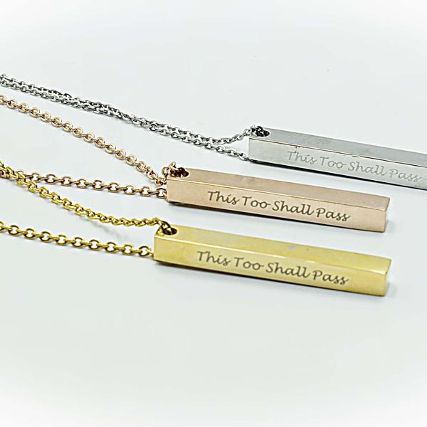 This too Shall Pass Ingot Bar message Necklace 