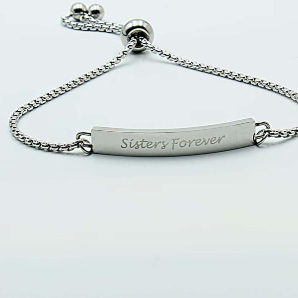 Sisters Forever Adjustable Bracelet In Stainless Steel